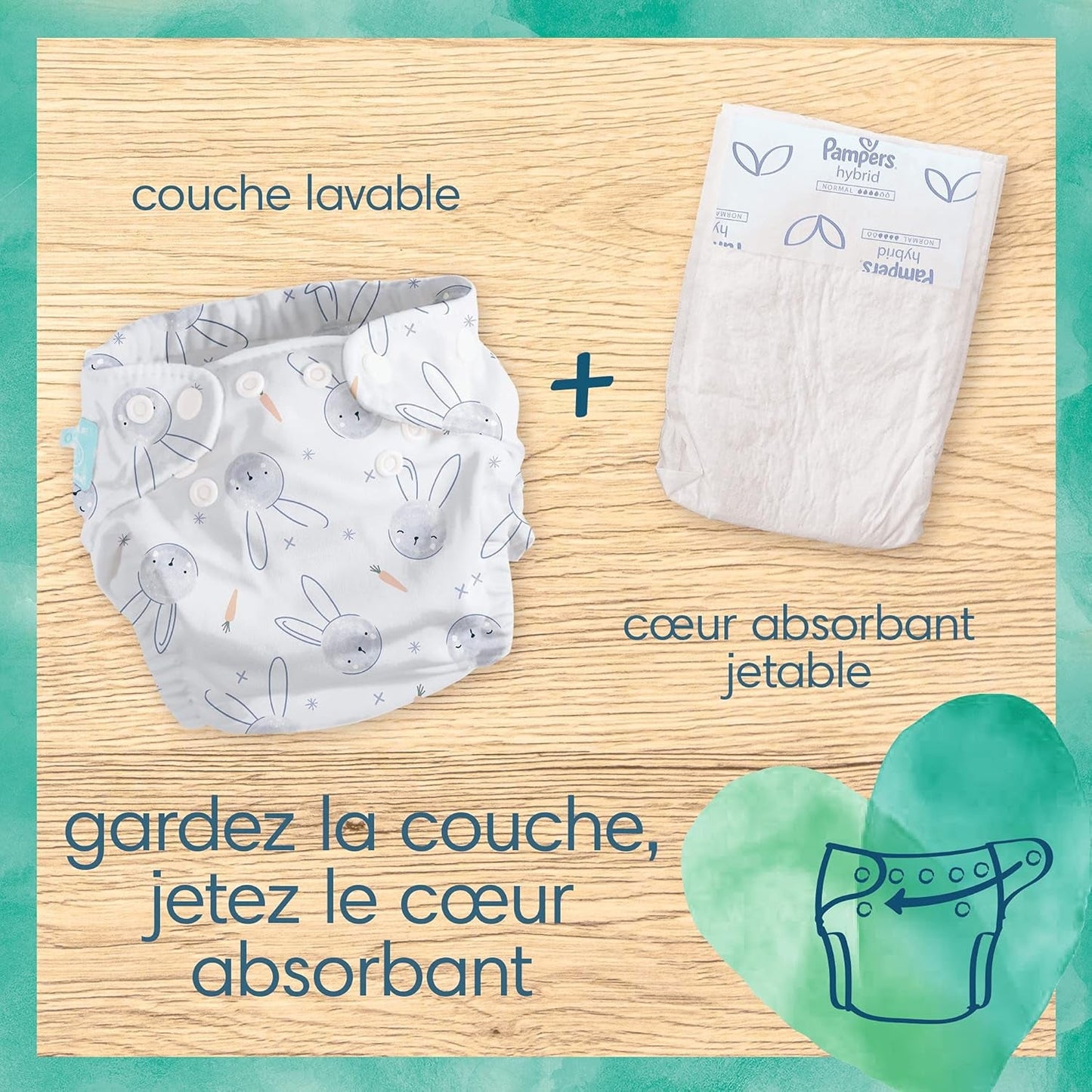 Pampers - Hybrydowy zestaw startowy Harmony, 3 zmywalne pieluszki + 25 jednorazowych warstw wierzchnich - 1 opakowanie