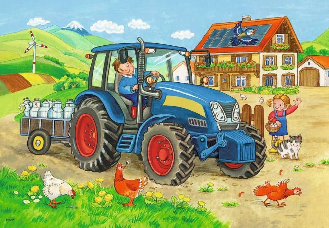 Ravensburger Puzzle dla dzieci - 07616 Plac budowy i gospodarstwo rolne - Puzzle dla dzieci od 3 lat, zawierające 2X12 elementów Puzzle Naty Shop