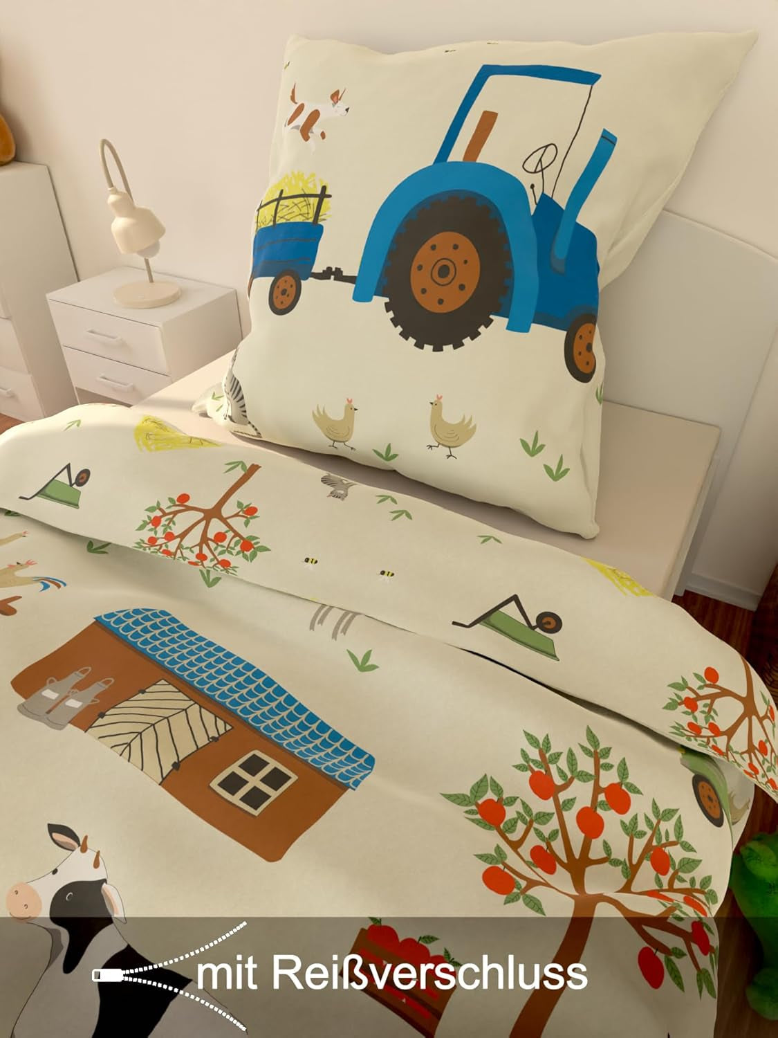 Skybrands Kinder Bettwäsche Tiere 135X200 Bauernhof Kinderbettwäsche Bagger Traktor Baumwolle Kinderbettwäsche 2Tgl. Sklep Für Jungen Und Mädchen Naty