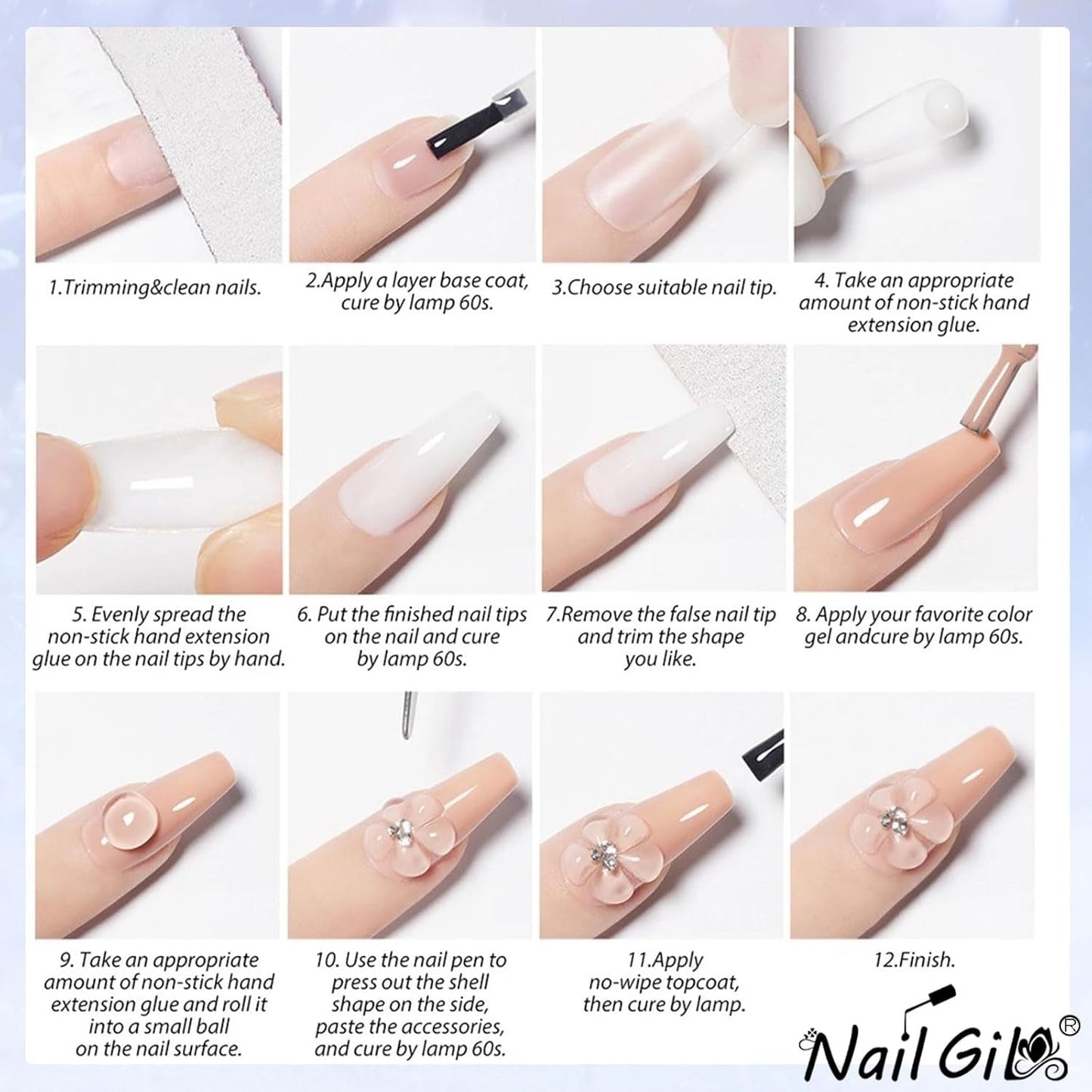NAILGIL Stały żelowy lakier do paznokci, Stały żel do paznokci, Rzeźba 3D do paznokci z zestawem narzędzi, DIY Domowy salon, Przezroczysty 15G