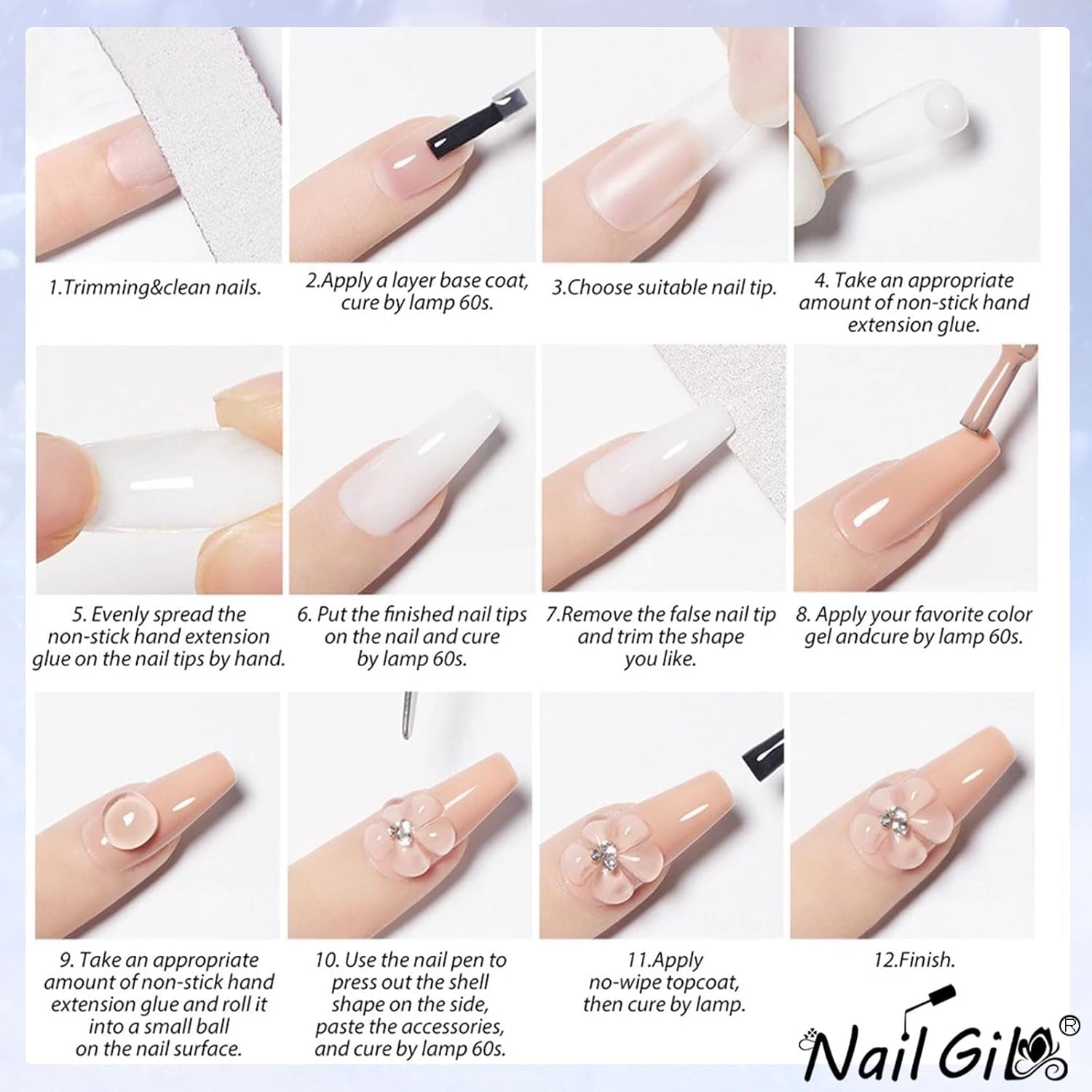 NAILGIL Stały żelowy lakier do paznokci, Stały żel do paznokci, Rzeźba 3D do paznokci z zestawem narzędzi, DIY Domowy salon, Przezroczysty 15G