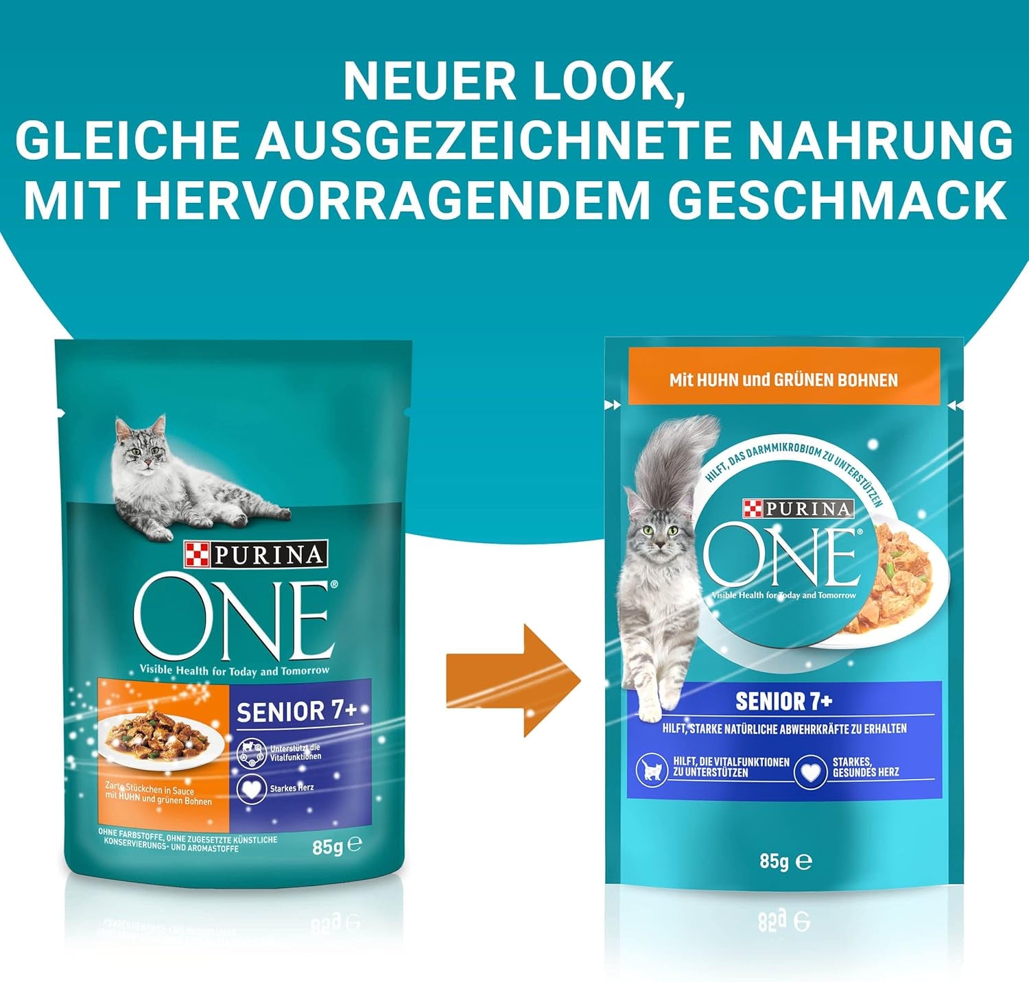 PURINA ONE Senior 7+ mokra karma dla kotów, delikatne kawałki w sosie z kurczaka, opakowanie 26 szt. (26 x 85 g)