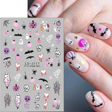 JMEOWIO Nagelsticker Halloween Süßer Geisterkürbis 9 Blatt Nail Art Naklejka Selbstklebend Nagelaufkleber Dekoration Nageldesign Zubehör