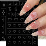 6 arkuszy Szablon aerografu Naklejki na paznokcie, Motyl Płomień Gwiazdy Serce Gwiazdy Naklejki na paznokcie Szablon do drukowania Narzędzie Nail Art Samoprzylepne naklejki dla kobiet Naklejki do zdobienia paznokci