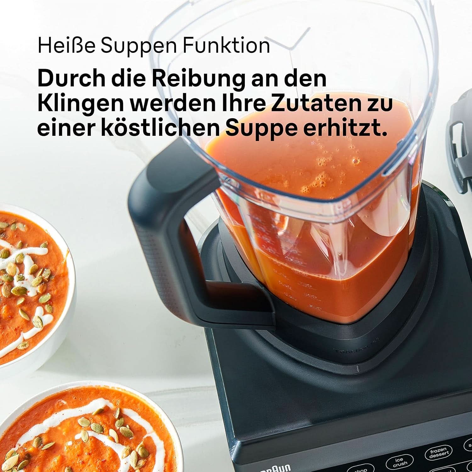 Braun Hochleistungsmixer Powerblend 9 JB9040 – Mikser stojący Mit Glas-Mixkrug, 18 programów Mix, 10 Geschwindigkeiten + Pulsefunktion, Heiße Suppen Funktion, Reinigungsprogramm, Stampfer, 1600 W, Schwarz Kitchen Naty Shop