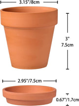 Hollyone 8-częściowy zestaw małych donic z terakoty, okrągłe doniczki gliniane 8x8 cm z płytą i otworem drenażowym, małe doniczki z tacą, soczyste doniczki z terakoty do roślin domowych, donice ceramiczne