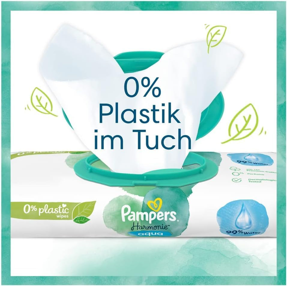 Zestaw pieluch dla niemowląt Harmonie Rozmiar 2 (4-8 kg, 240 sztuk) PUDEŁKO MIESIĘCZNE i Pudełko na chusteczki nawilżane Harmonie Aqua Baby 720 chusteczek (15 x 48), Baby Essentials
