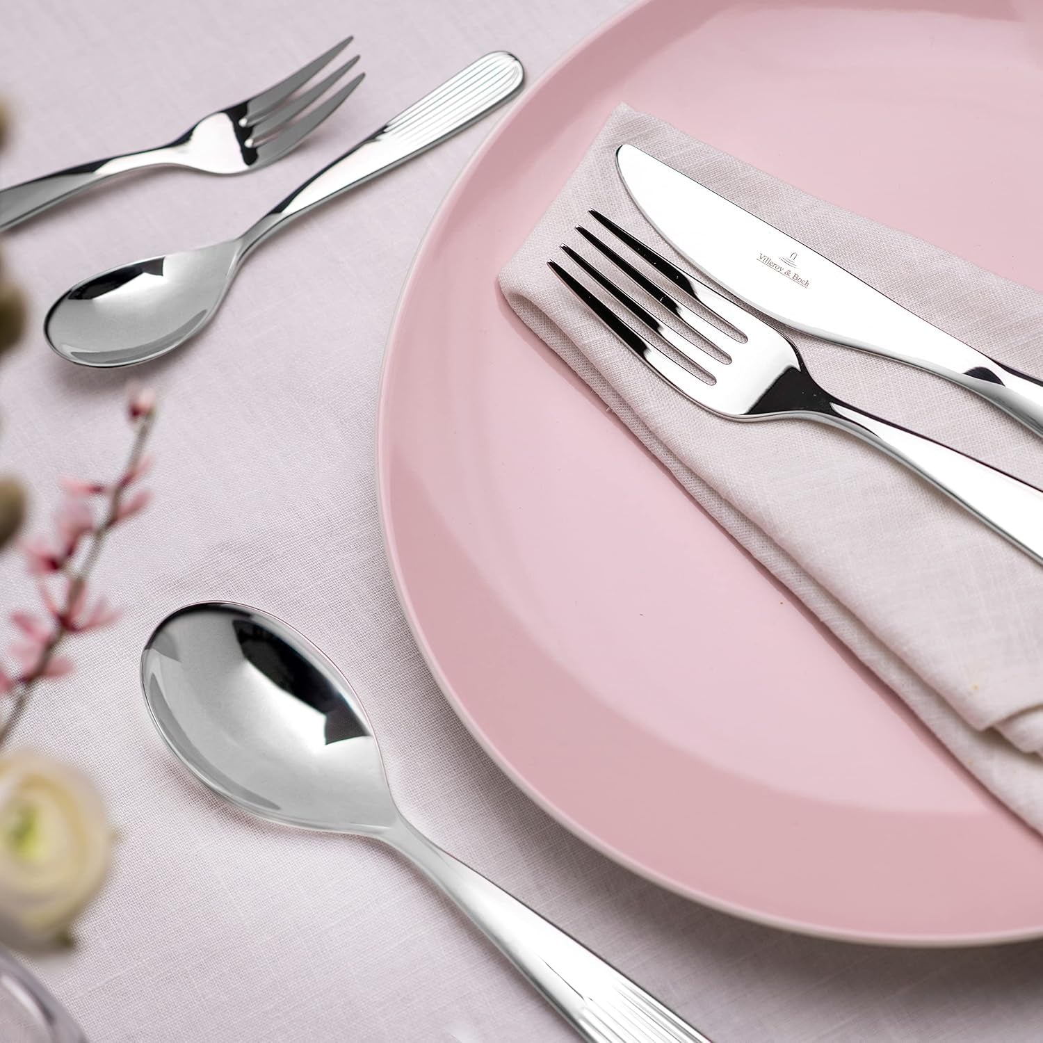 Villeroy & Boch - Zestaw sztućców Rose Garden 24 sztuki, stal nierdzewna Kitchen Naty Shop