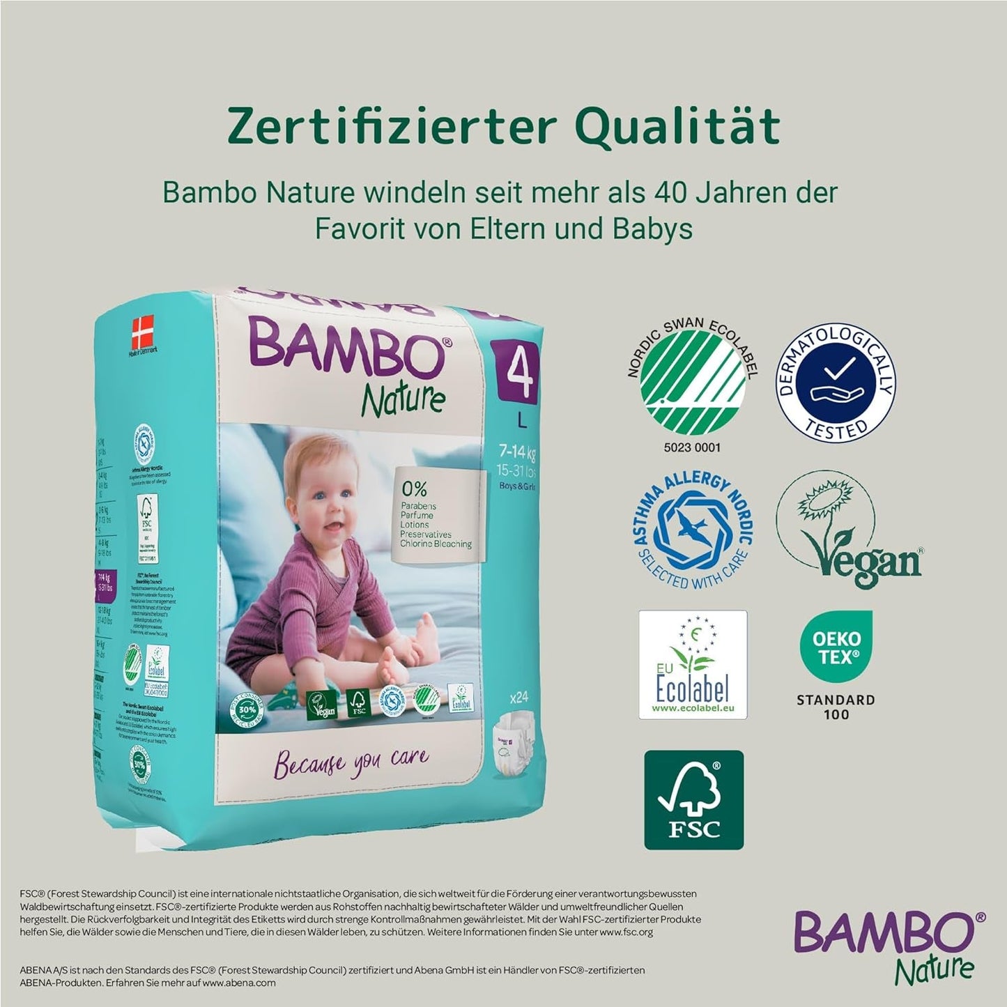 Pieluchy Bambo Nature dla niemowląt, rozmiar 4 (7-14 kg), 144 szt., opakowanie miesięczne | Pieluszki Premium ze zwiększoną ochroną przed wyciekami | Najwyższy komfort i swoboda dla aktywnych dzieci | Pieluszki testowane dermatologicznie