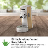 Ekspres do kawy z kapsułkami PHILIPS Senseo Select - Intensity Plus, z funkcją Memo na 3 specjały kawowe, Crema Plus, produkt ekologiczny, wysokiej jakości, jedwabiście biały (CSA240/05)