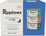 Applaws 100% naturalna mokra karma dla dorosłych kotów, różne rodzaje ryb w sosie, opakowanie zbiorcze 12 pudełek x 70 g