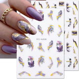 6 Blatt 3D Lila Schmetterling Nagelstickers Selbstklebend Nagelaufkleber Schmetterlinge Naklejka na paznokcie Bunte Blühen Marmor Nagel Naklejki Regenbogen Welle Linien Nail Art Aufkleber Nageldesign Zubehör
