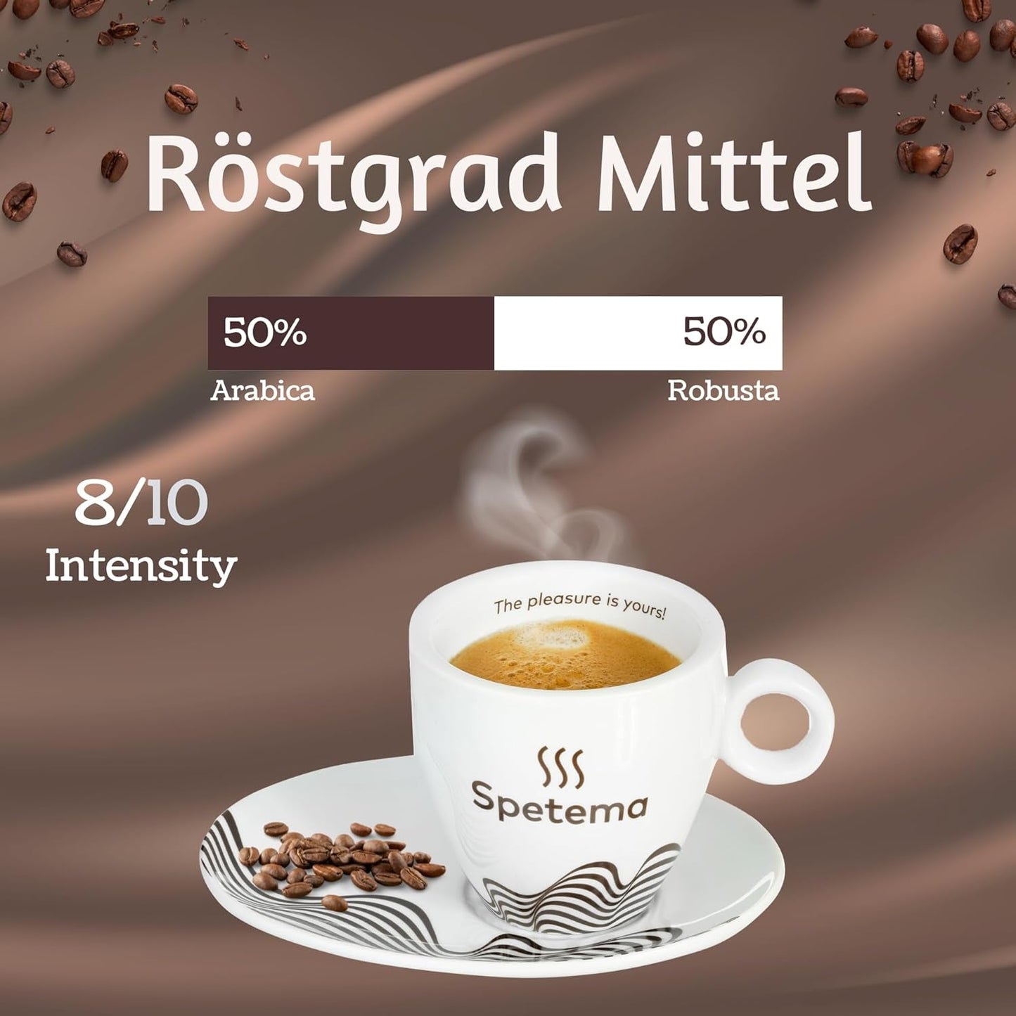 Spetema Kaffeebohnen Ragazzi Espresso Bar - 50% Arabica i 50% Robusta, Intensität 8/10, Mittlere Röstung, Zartes Aroma & Dichtes Geschmackserlebnis, 1 kg.