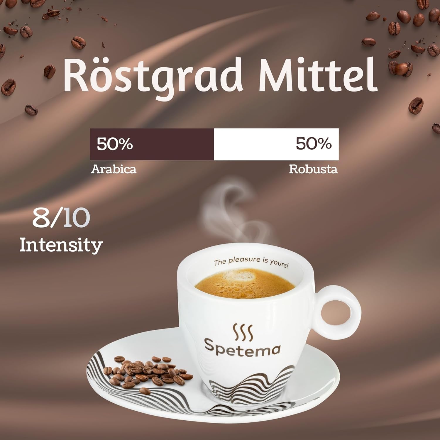 Spetema Kaffeebohnen Ragazzi Espresso Bar - 50% Arabica i 50% Robusta, Intensität 8/10, Mittlere Röstung, Zartes Aroma & Dichtes Geschmackserlebnis, 1 kg.