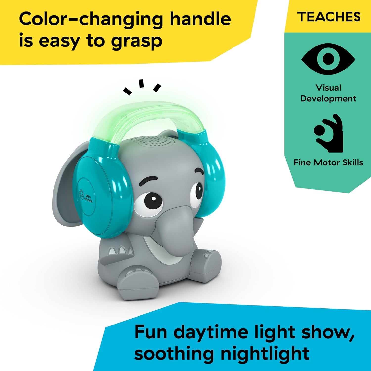 Baby Einstein Earl the Elephant Sound Machine Bluetooth, system muzyczny + lampka nocna, zabawki dla niemowląt i małych dzieci Bebe Naty Shop