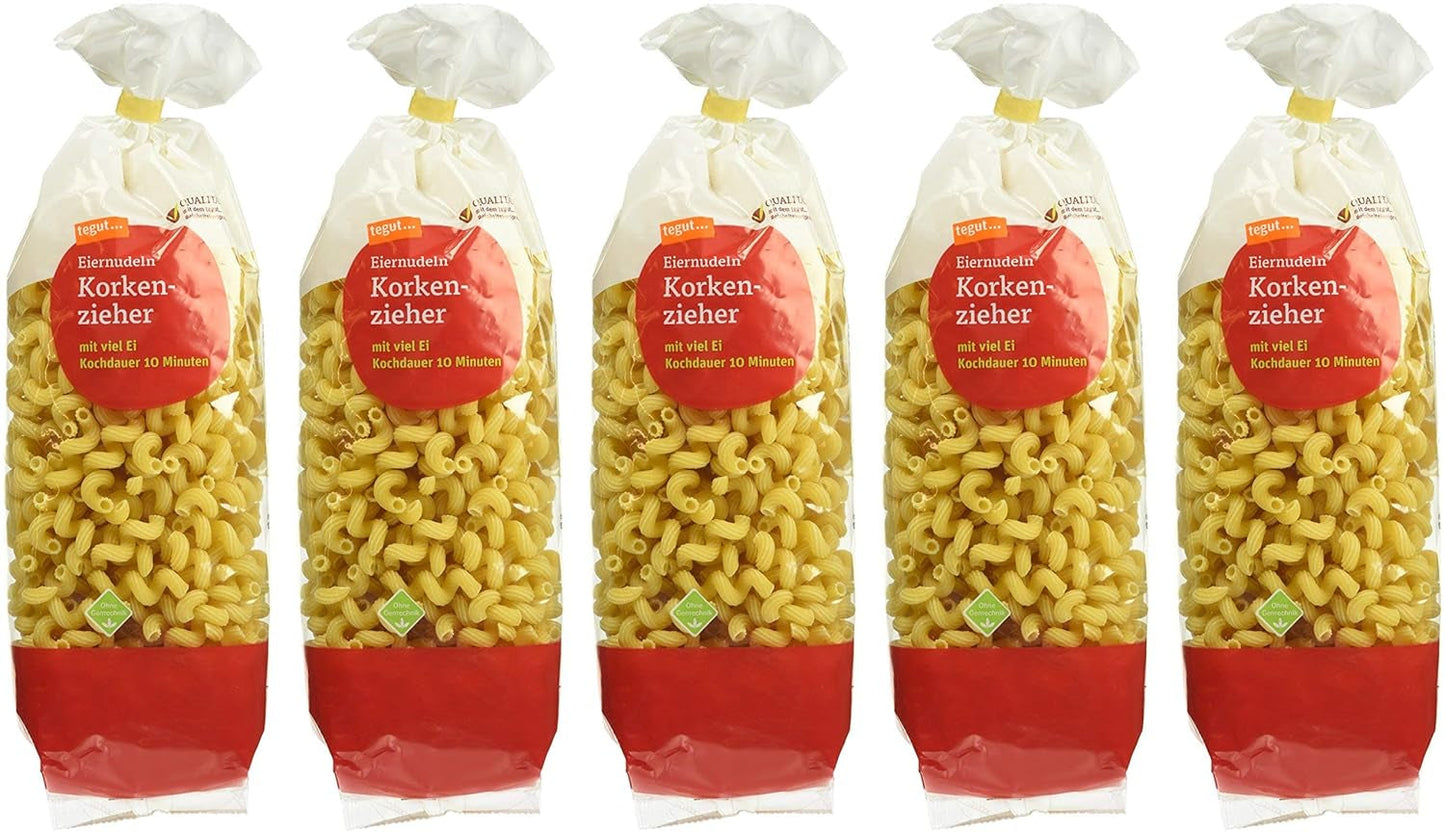 tegut... Makaron Jajeczny Korkociąg, opakowanie 5 sztuk (5 x 500g)