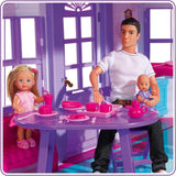 Simba 104661996 - Steffi Love Dreamhouse, duży domek do zabawy, 4 pokoje, BEZ LALEK, wysokość 84 cm, dwa poziomy, funkcjonalny dzwonek, składane domki dla lalek Naty Shop
