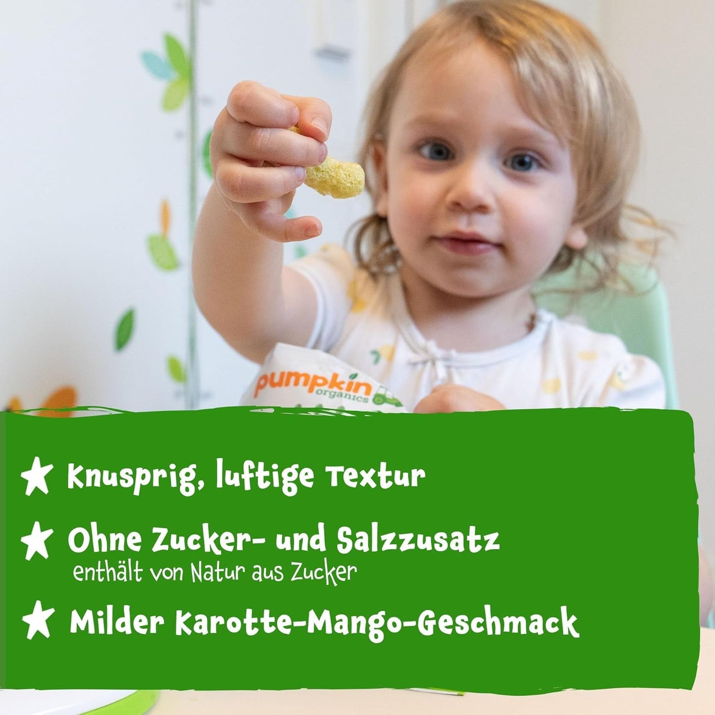 Pumpkin Organics Wieloziarniste krążki z marchewką i mango dla niemowląt (opakowanie 8 szt.) Bez dodatków Przekąski dla dzieci od 12. miesiąca życia – bez alergenów² i bezglutenowe³ Chrupiące przekąski dla dzieci (8 x 20 g)