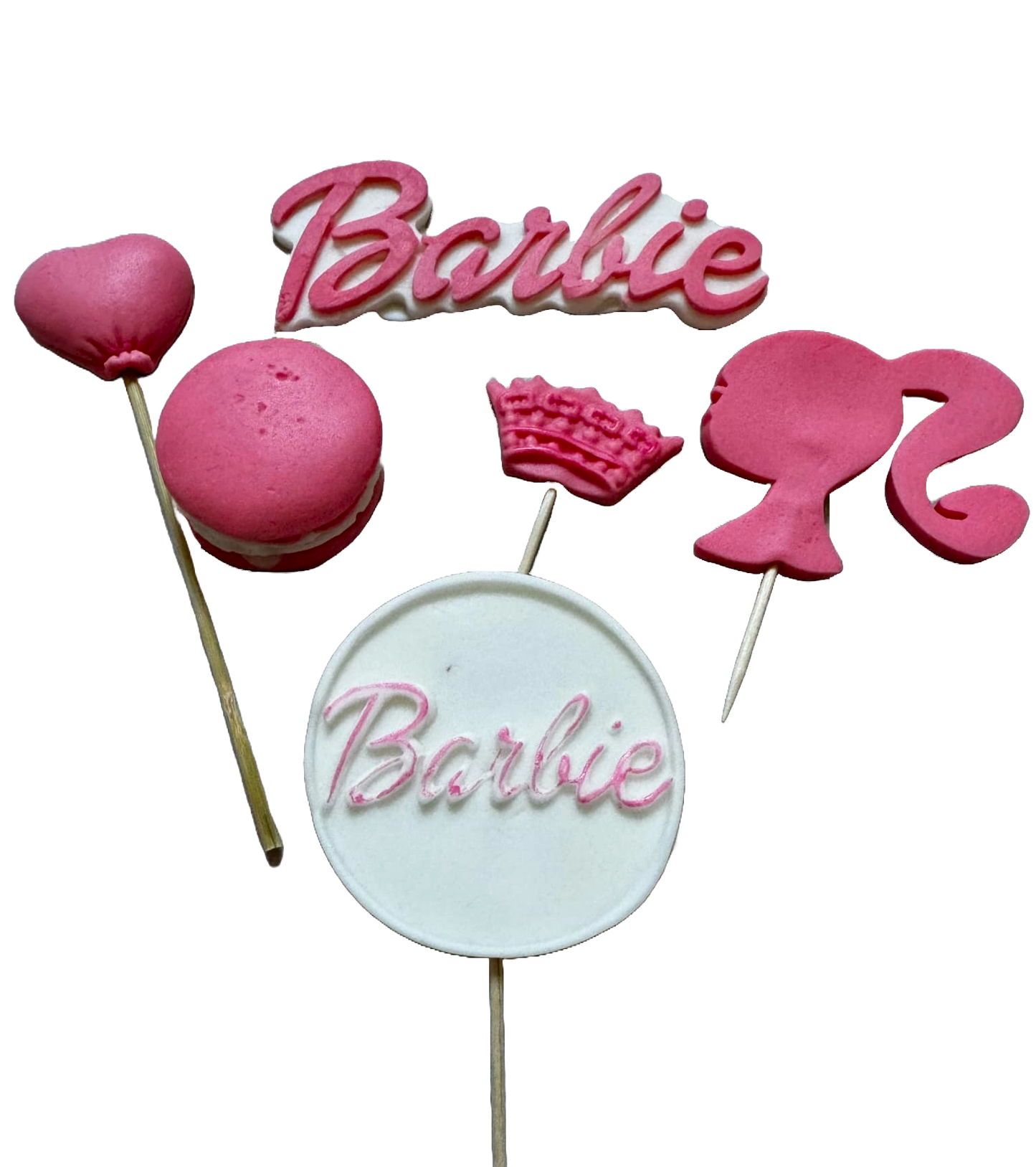 Zestaw 6 jadalnych dekoracji z cukru, Barbie Dekoracje z pasty cukrowej Naty Shop