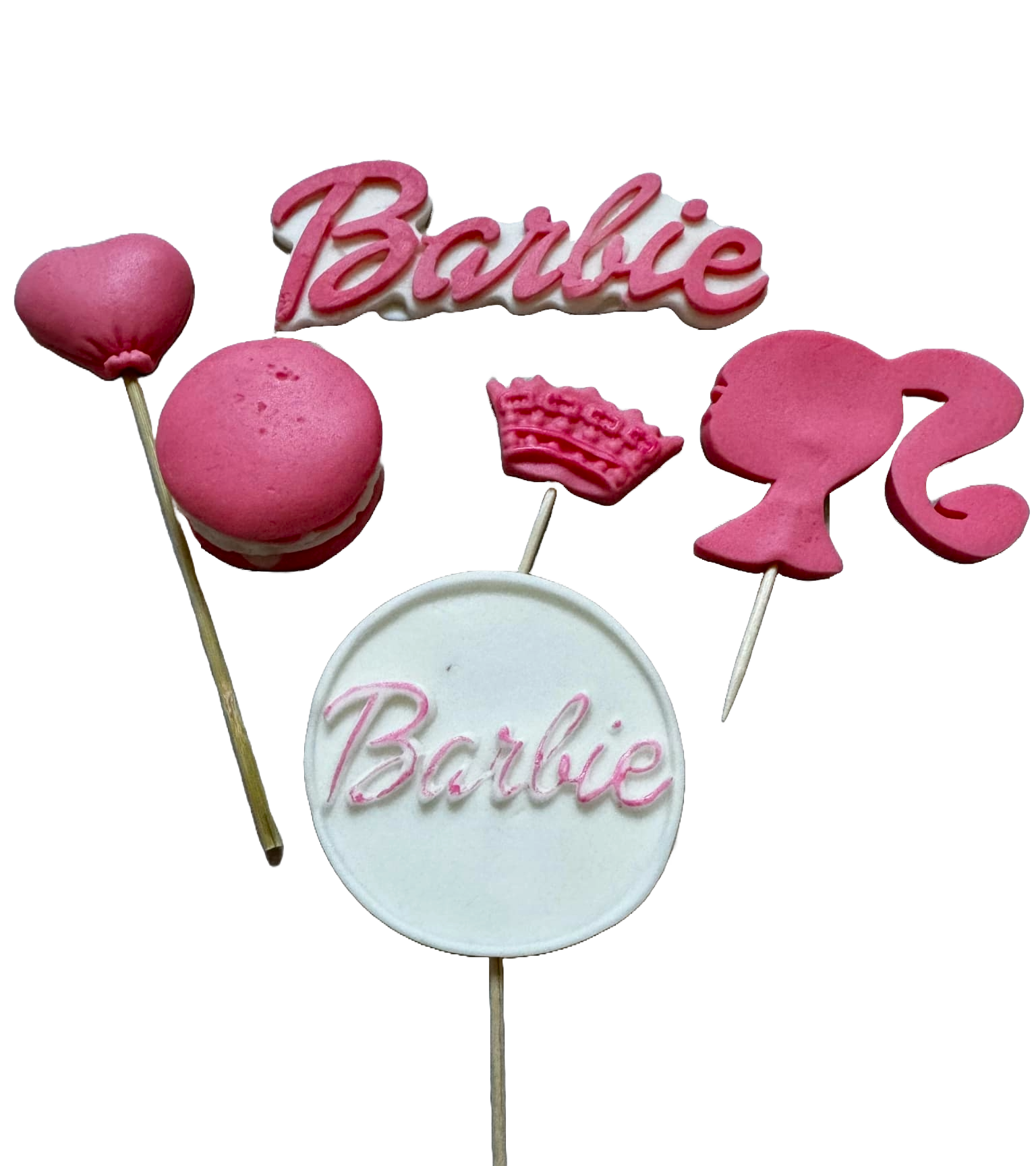 Zestaw 6 jadalnych dekoracji z cukru, Barbie Dekoracje z pasty cukrowej Naty Shop