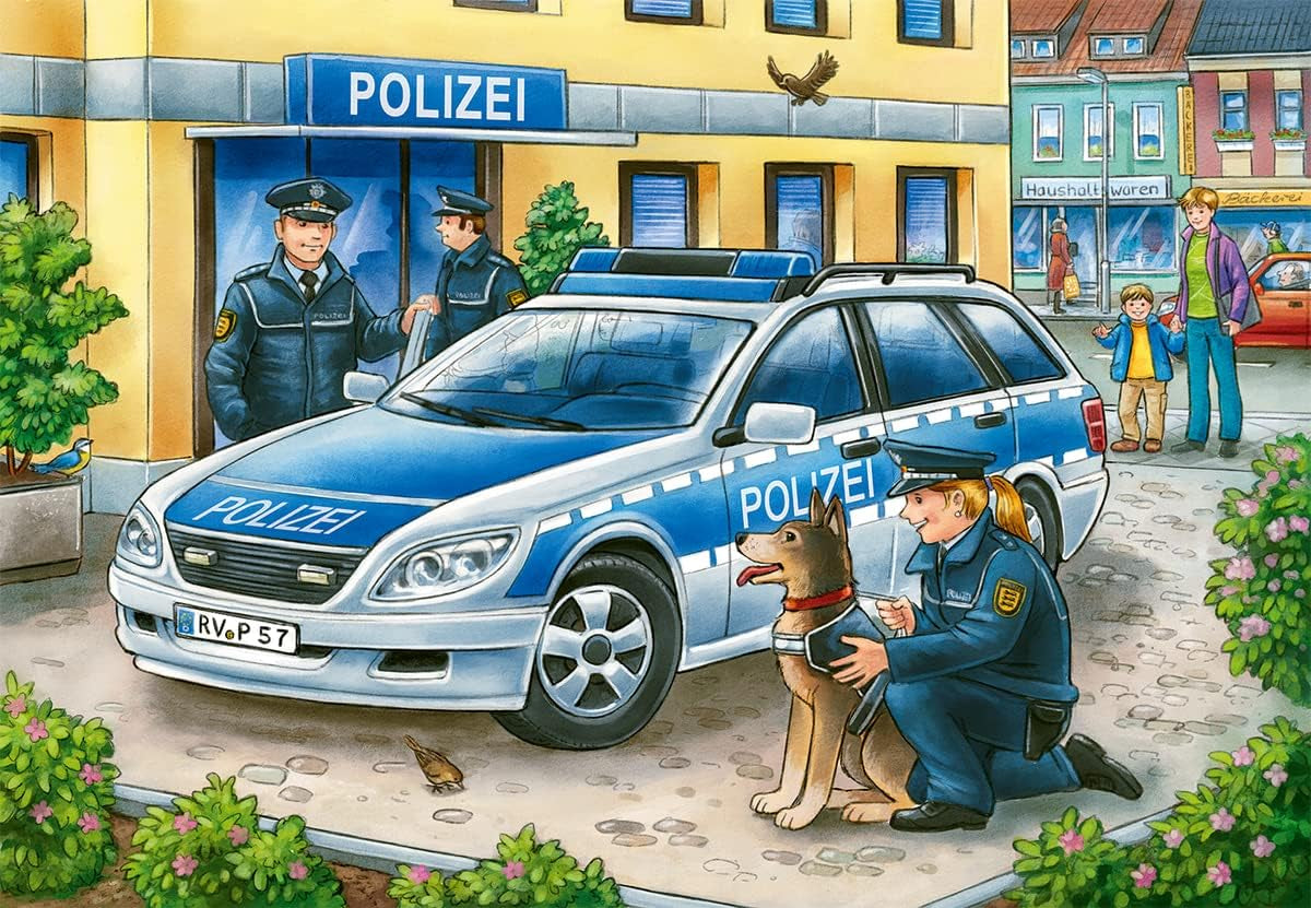 Ravensburger Puzzle dla dzieci - 07574 Policja i straż pożarna - Puzzle dla dzieci od 3 lat, składające się z 2X12 elementów Puzzle Naty Shop