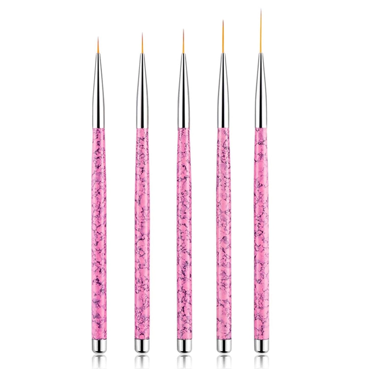 Sularpek Nail Art Liner Pinsel, 5 Stück Profi Detail Fine Nails Pędzel do paznokci żelowych, Nagel Pinsel Dünn Für Beauty Frauen Nagelstudio (5 Größen, Rosa)