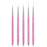 Sularpek Nail Art Liner Pinsel, 5 Stück Profi Detail Fine Nails Pędzel do paznokci żelowych, Nagel Pinsel Dünn Für Beauty Frauen Nagelstudio (5 Größen, Rosa)