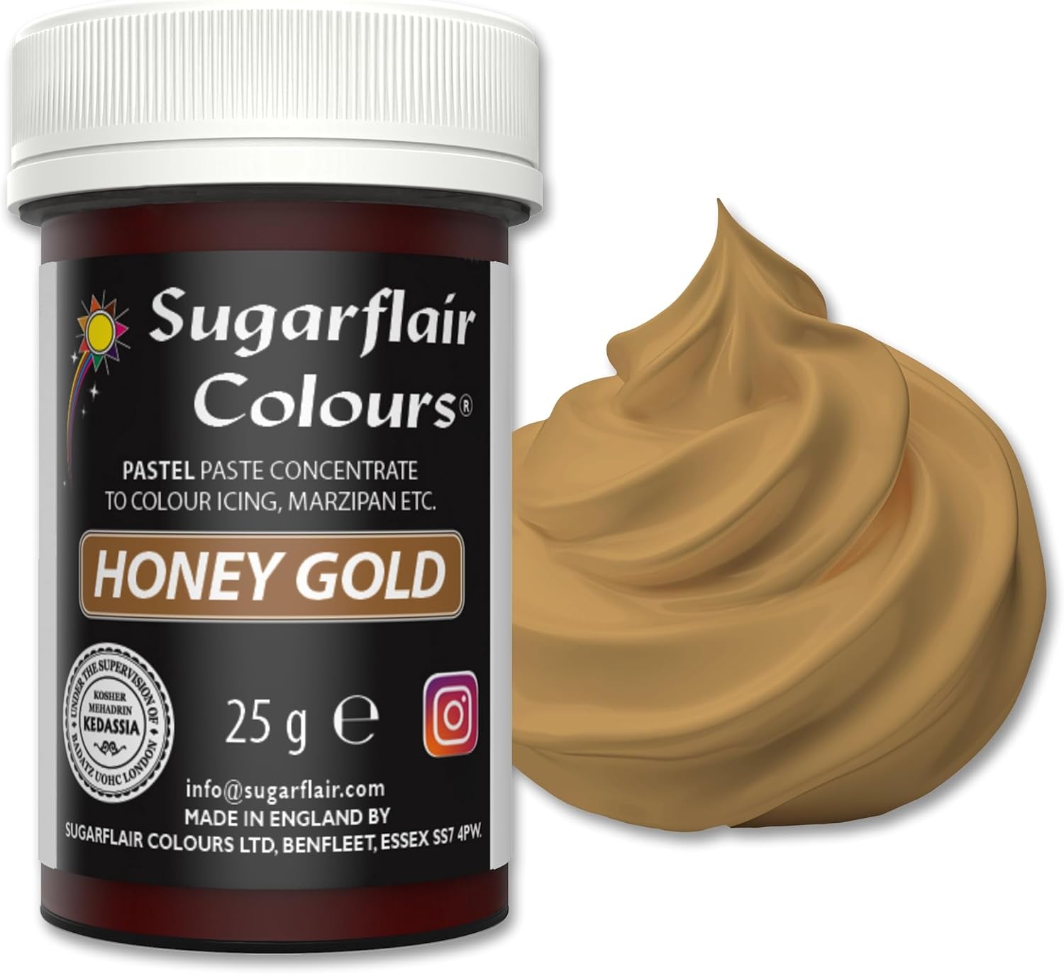 Barwnik spożywczy do makaronu Sugarflair, kolor pastelowy Honey Gold, barwnik spożywczy do makaronu do fondantu i marcepanu, skoncentrowane barwniki Spectral - 25 g