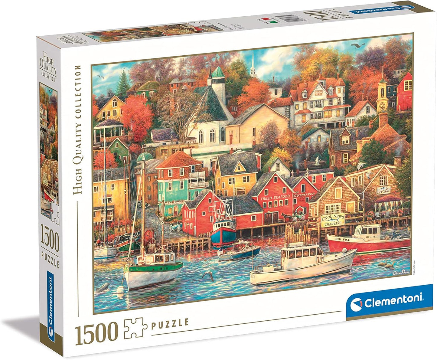 Clementoni - 31685 Kolekcja Puzzle - Good Times Harbor - Puzzle 1500 elementów od 14 lat, puzzle z ukrytymi obiektami dla dorosłych, gra zręcznościowa dla całej rodziny, średnie Puzzle Naty Shop Domyślny tytuł