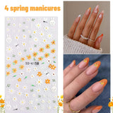 Zestaw Nagelsticker Für Einzigartiges Nageldesign, 4 Blatt Frühlingsthemen Nail Art Zubehör, Perfekt Für 3D Gel Nägel i paski żelowe UV