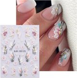 JMEOWIO 3D Nagelsticker Blumen Nail Art Naklejka Selbstklebend Nagelaufkleber 5D Stereoskopisch Frühling Sommer Dekoration Nageldesign Zubehör 4 Blatt