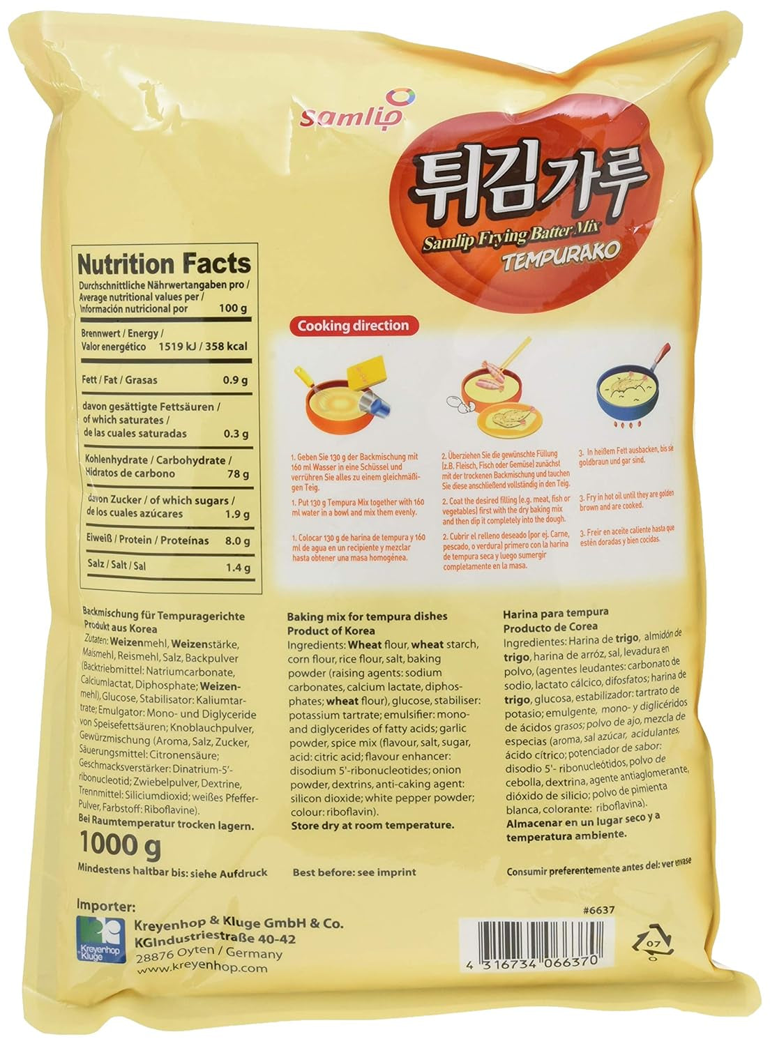Backmischung Für Tempura Gerichte, 5Er Pack (5 X 1 Kg) Mieszanka do pieczenia i gotowania Naty Shop