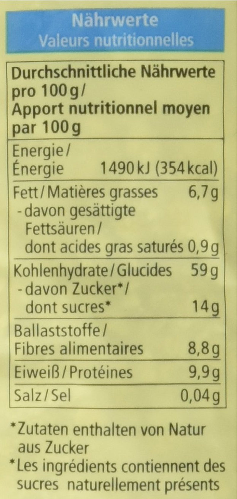 Organiczne musli Bircher, wegańskie (1 x 500 g)