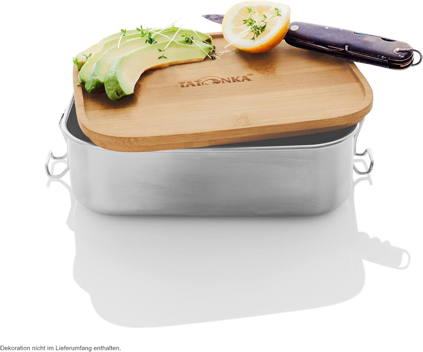 Pudełko na lunch ze stali nierdzewnej Tatonka I Pudełko na lunch bambusowe (800ml / 1000ml) - Chlebak z bambusową pokrywką i uchylną pokrywką - nietłukący, nietoksyczny, można myć w zmywarce, nie zawiera plastiku i BPA Pudełka do przechowywania żywności Naty Shop
