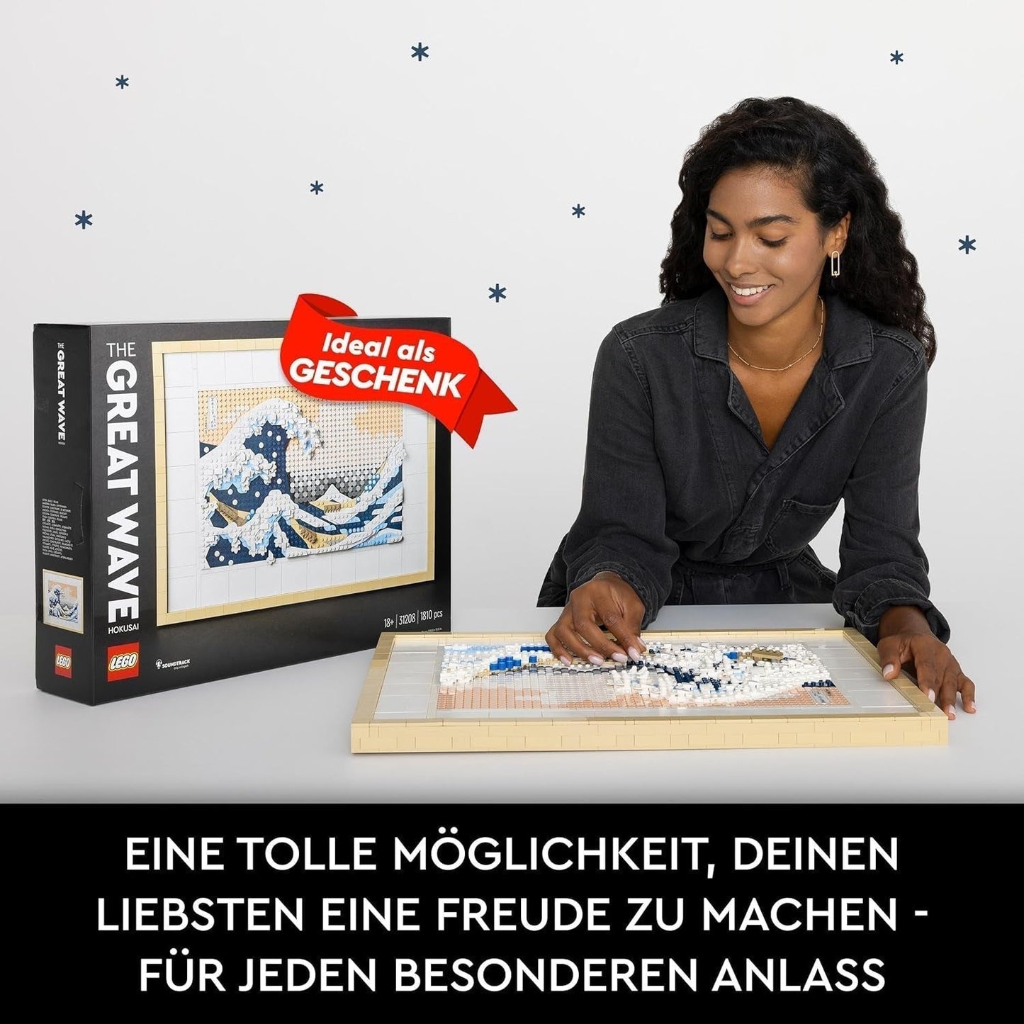 LEGO 31208 Art Hokusai - Wielka fala 3D Japońskie dekoracje ścienne Zestaw do rękodzieła Oprawione płótno oceaniczne Hobby dla dorosłych DIY Dekoracje domowego biura Zestawy do budowania Besuche w sklepie LEGO