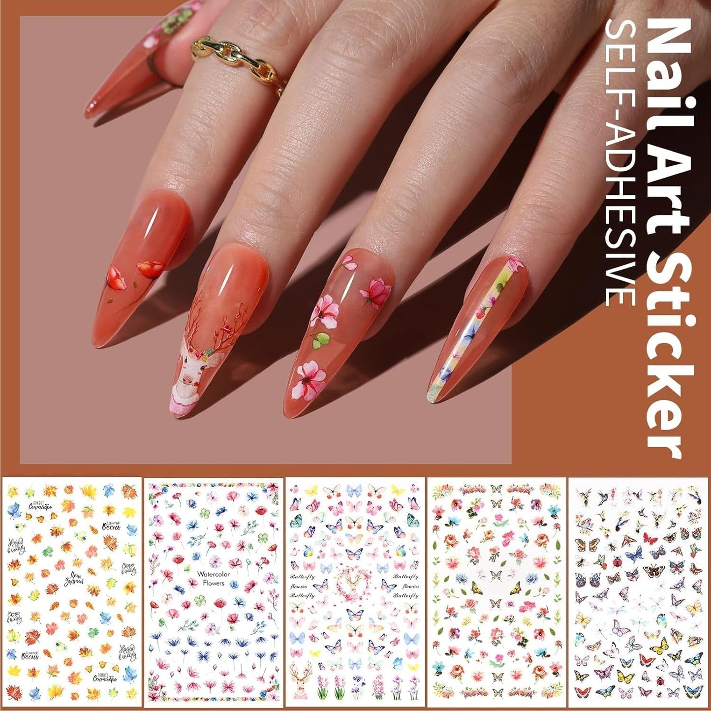 FANDAMEI Pinsel Für Gelnägel, 15 szt. Nagel Pinsel, 5 Blätter Nagelsticker, Strasssteine ​​​​Nägel, zestaw Nageldesign, Nageldesign Zubehör, zestaw pinsel do zdobienia paznokci, zestaw Nailart Pinsel i Dekorationen