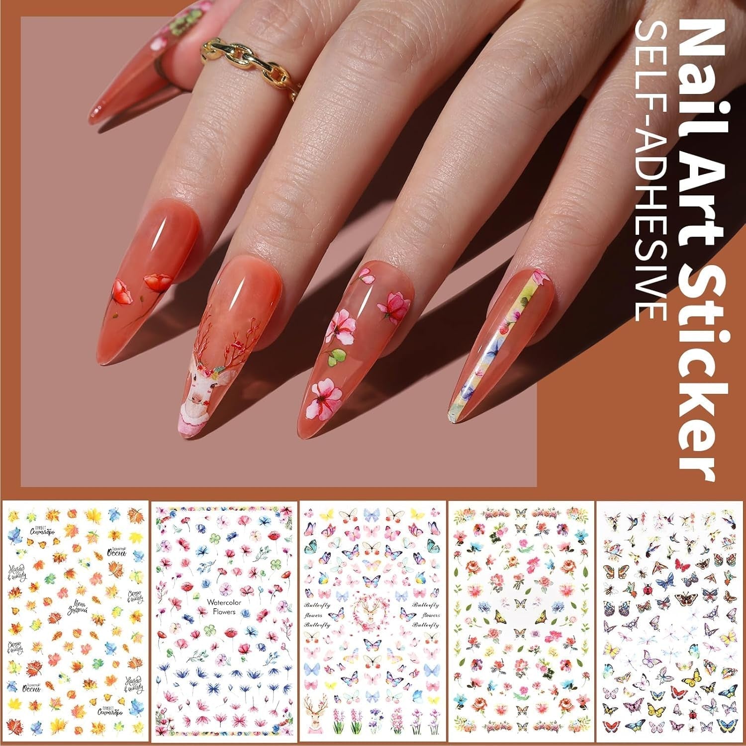 FANDAMEI Pinsel Für Gelnägel, 15 szt. Nagel Pinsel, 5 Blätter Nagelsticker, Strasssteine ​​​​Nägel, zestaw Nageldesign, Nageldesign Zubehör, zestaw pinsel do zdobienia paznokci, zestaw Nailart Pinsel i Dekorationen