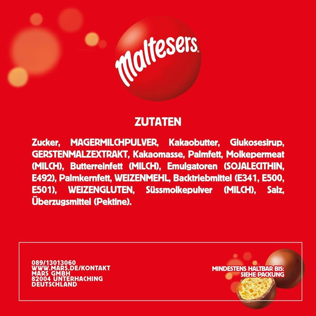 Maltesers Czekoladowe Kulki z Chrupiącym i Lekkim Środek, Przewiewna Czekoladowa Przekąska, 1 Opakowanie (1 x 175g)