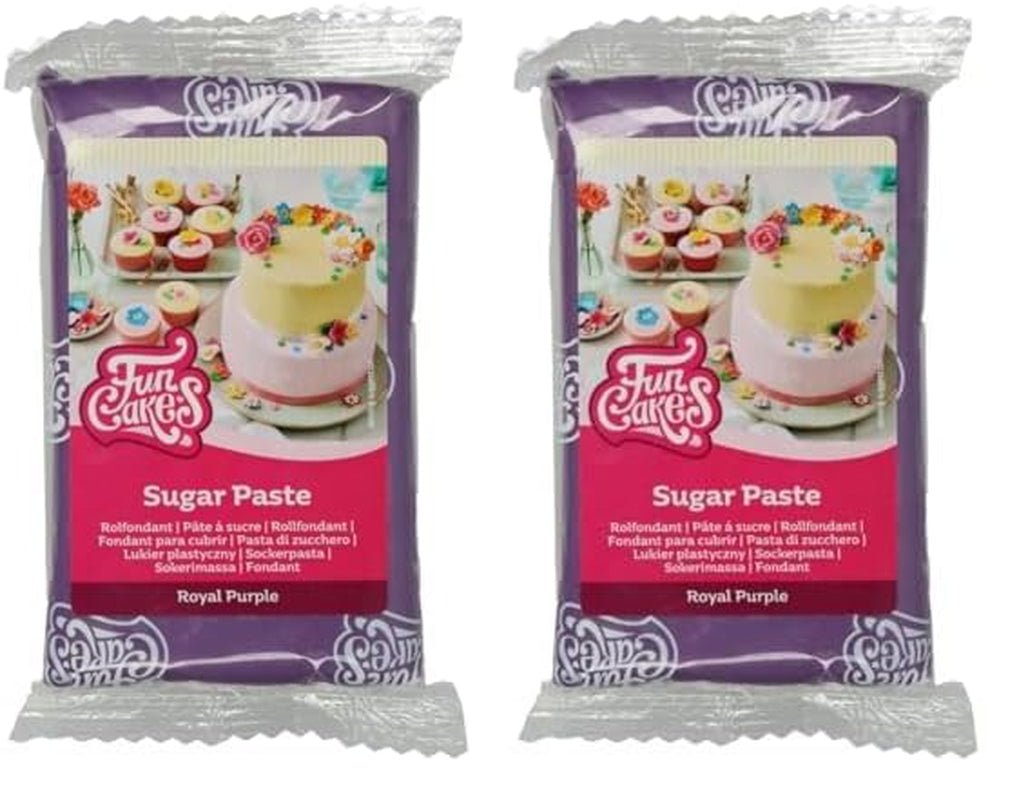FunCakes Royal Purple Rolled Fondant: Łatwy w użyciu, gładki, elastyczny, miękki i giętki, idealny do dekoracji ciast. Bezglutenowe 250 g (2 sztuki w opakowaniu) Naty Shop Pasta cukrowa Royal Purple 250 g (2 sztuki w opakowaniu)