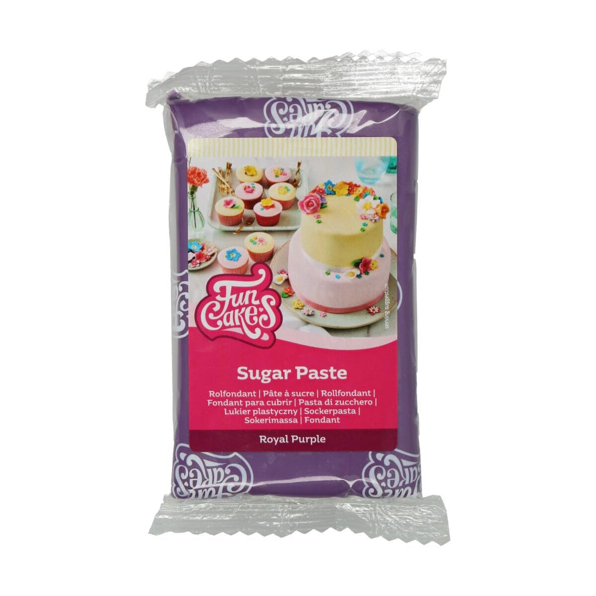 FunCakes Royal Purple Rolled Fondant: Łatwy w użyciu, gładki, elastyczny, miękki i giętki, idealny do dekoracji ciast. Bezglutenowe 250g (2 sztuki w opakowaniu) Naty Shop Royal Purple Pasta cukrowa 250g