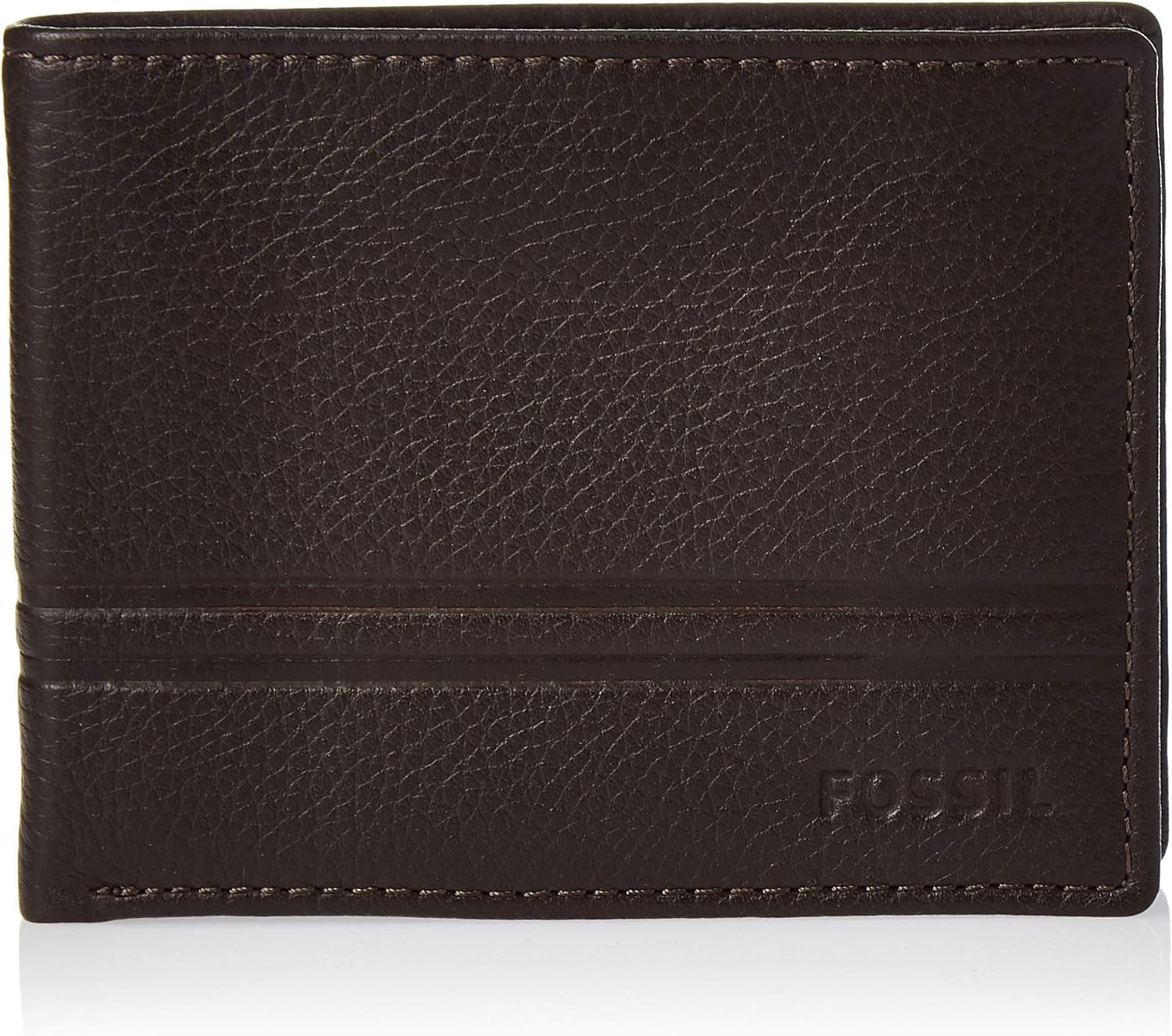 Fossil Męski Wilder Flip Id Bifold Akcesoria podróżne Bi-Fold Portfel Portfel Męski Naty Shop Dziki Ciemnobrązowy Jeden rozmiar pasuje do wszystkich