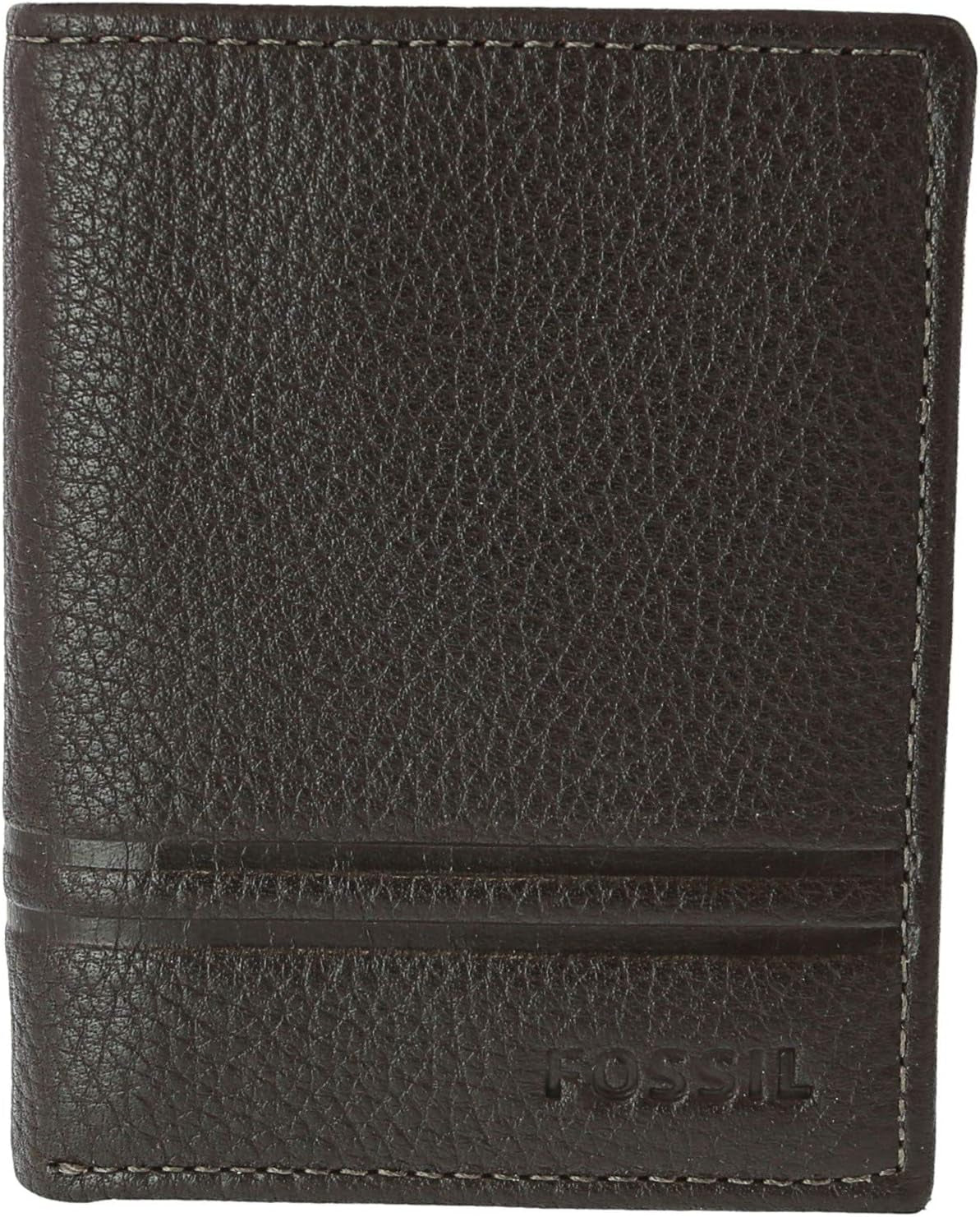 Fossil Men Wilder Trifold Akcesoria podróżne Trifold Portfel Portfel męski Naty Shop Dziki ciemnobrązowy Rozmiar uniwersalny