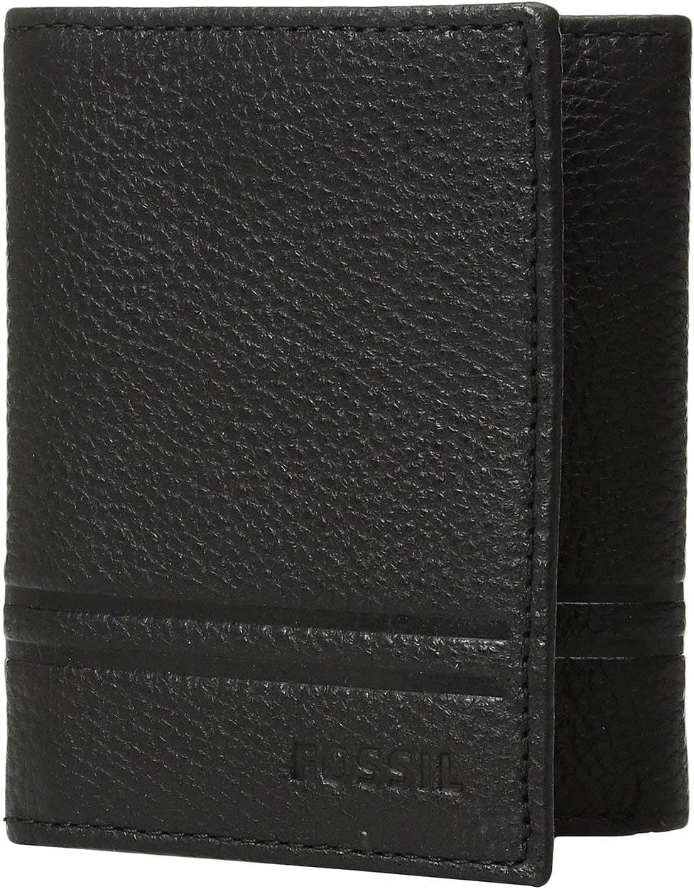 Fossil Męskie Wilder Trifold Akcesoria podróżne Trifold Portfel Portfel Męski Naty Shop Czarny Dziki Jeden rozmiar pasuje do wszystkich