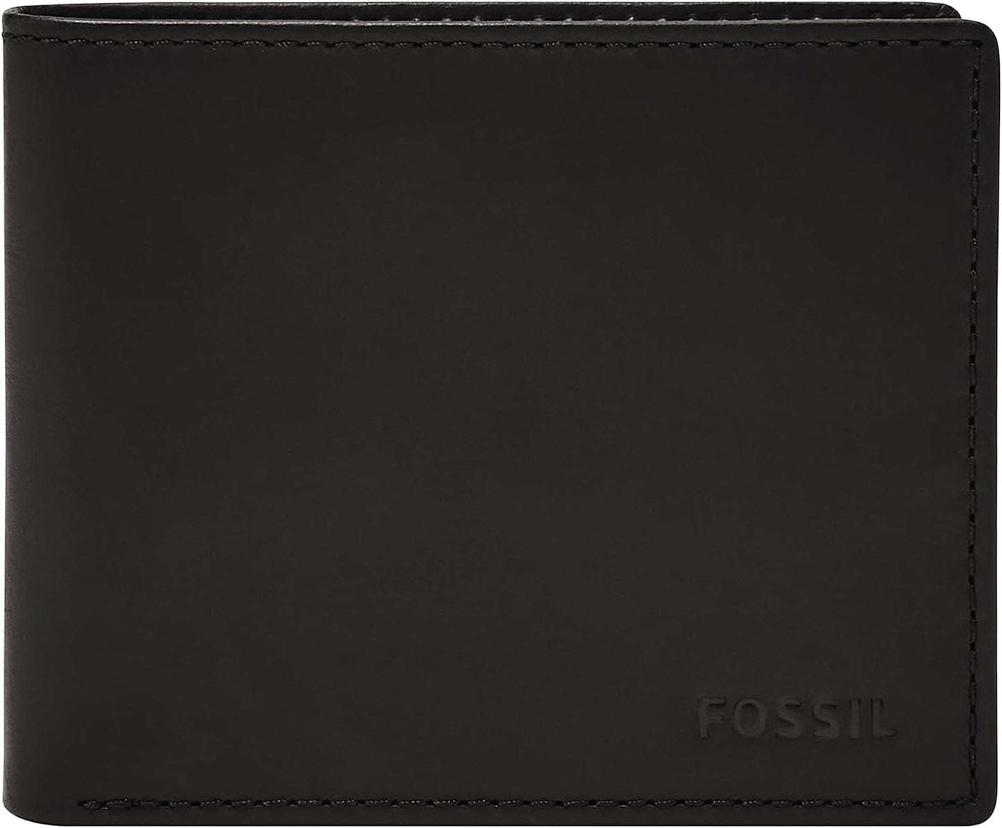 Portfel męski Fossil Derrick Bifold skórzany portfel z blokadą RFID z klapką na dowód tożsamości, męski Naty Shop czarny