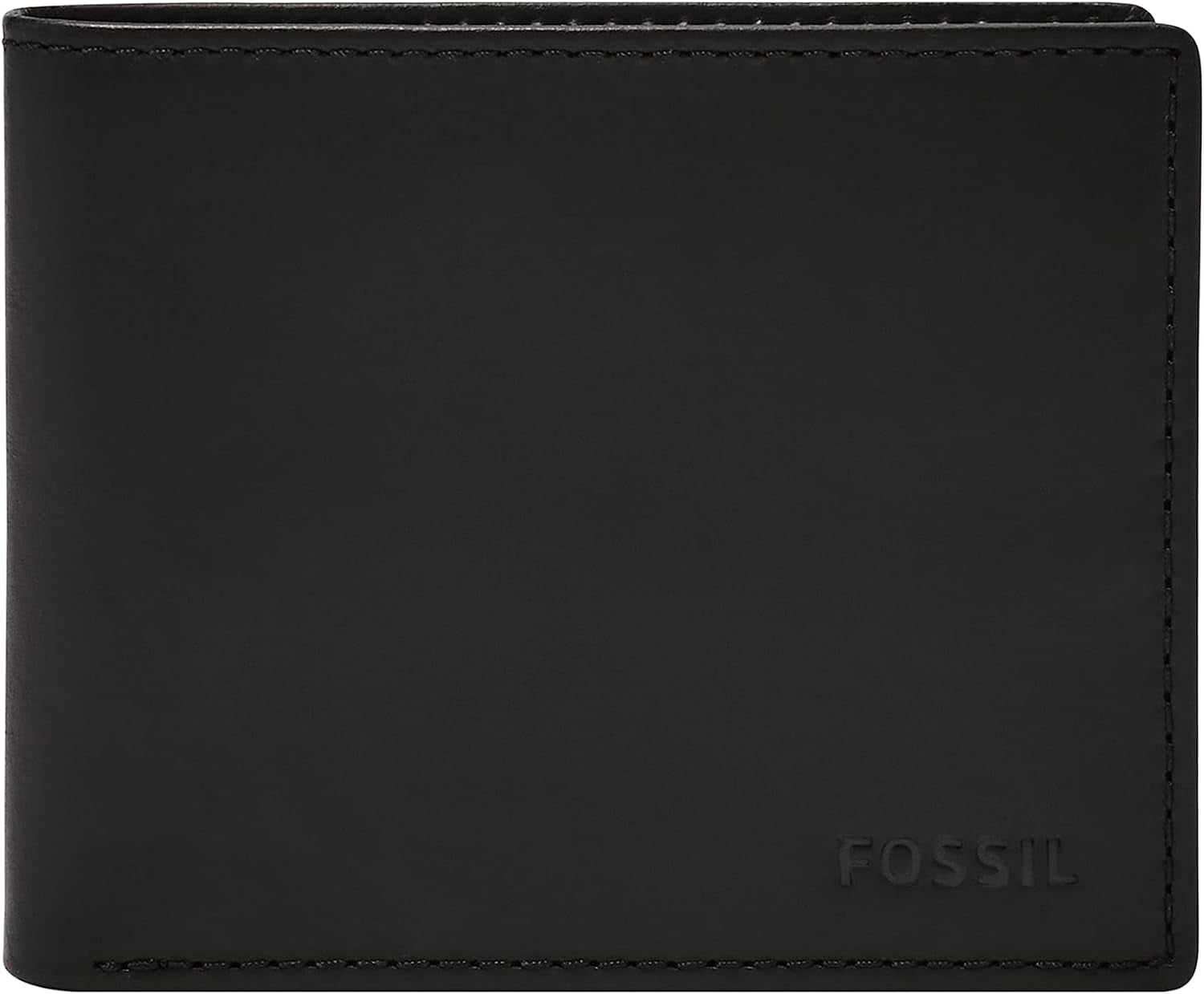 Portfel męski Fossil Derrick Bifold skórzany portfel z blokadą RFID z klapką na dowód tożsamości, męski Naty Shop czarny
