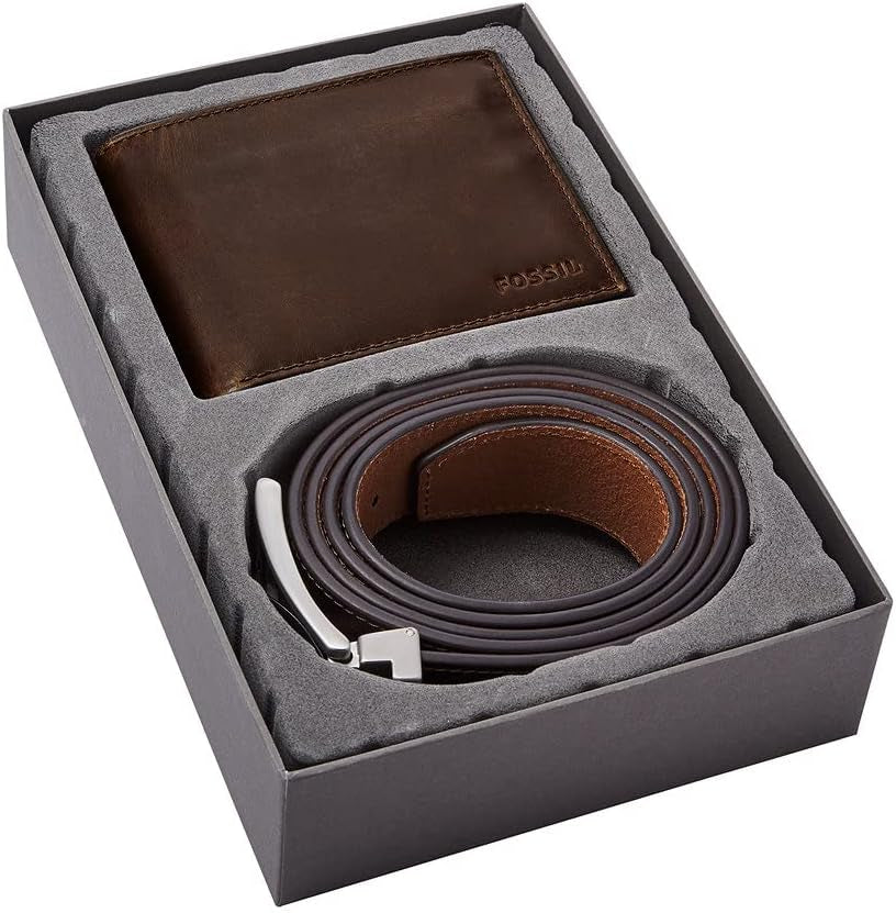 Portfel męski Fossil Derrick Travel Accessory, ciemnobrązowy, 11,43 cm dł. x 1,6 szer. 9,22 wys. Portfel męski UE Naty Shop