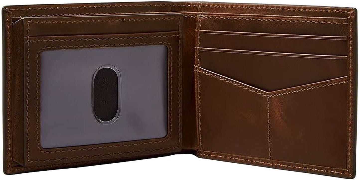 Portfel męski Fossil Derrick Travel Accessory, ciemnobrązowy, 11,43 cm dł. x 1,6 szer. 9,22 wys. Portfel męski UE Naty Shop