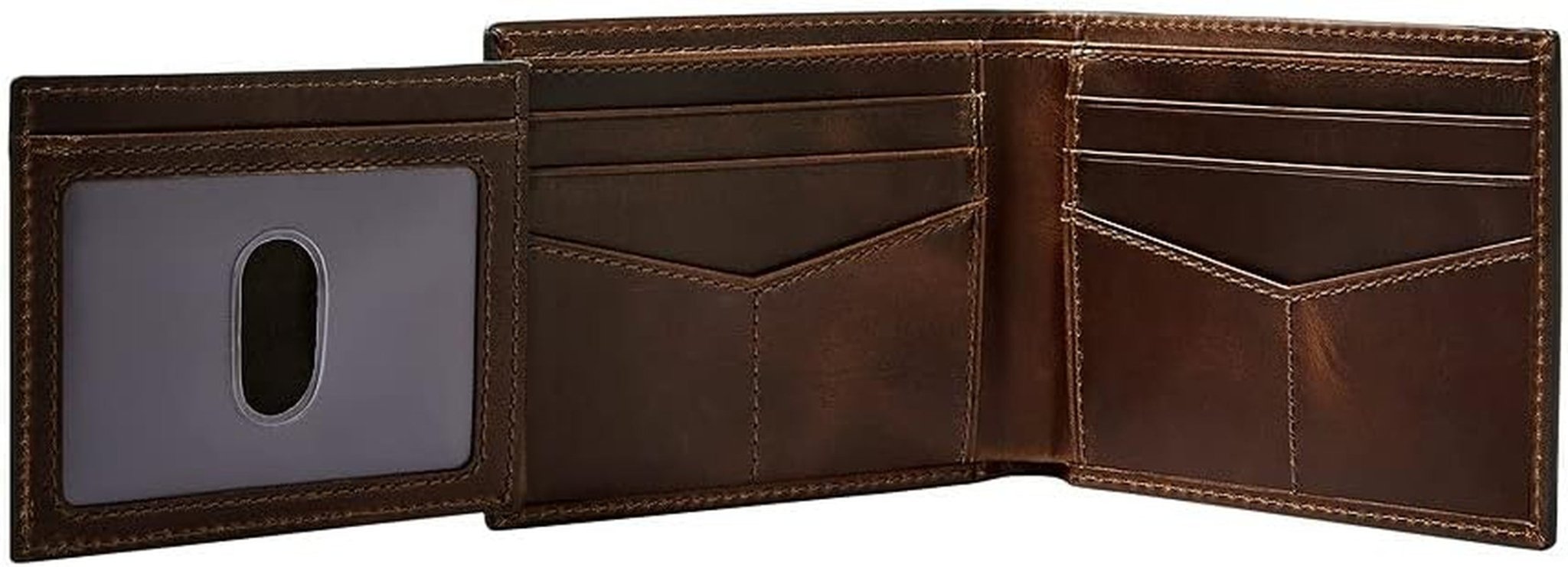 Portfel męski Fossil Derrick Travel Accessory, ciemnobrązowy, 11,43 cm dł. x 1,6 szer. 9,22 wys. Portfel męski UE Naty Shop