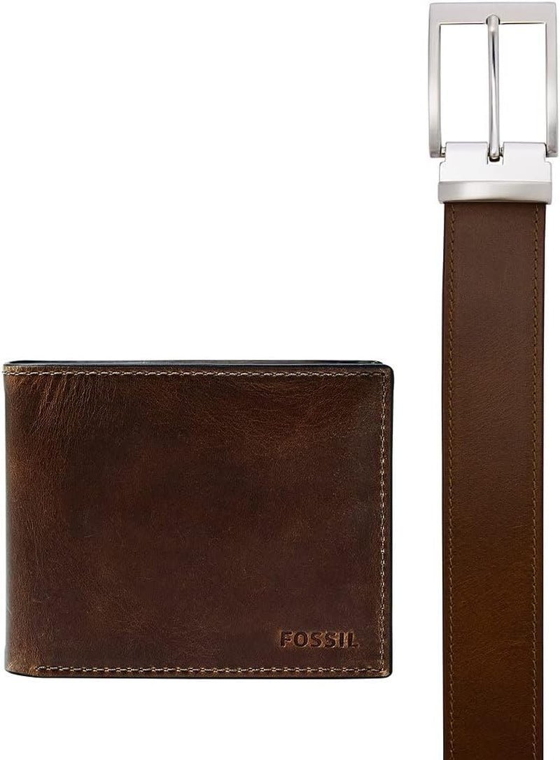 Portfel męski Fossil Derrick Travel Accessory, ciemnobrązowy, 11,43 cm dł. x 1,6 szer. 9,22 wys. Portfel męski UE Naty Shop ciemnobrązowy