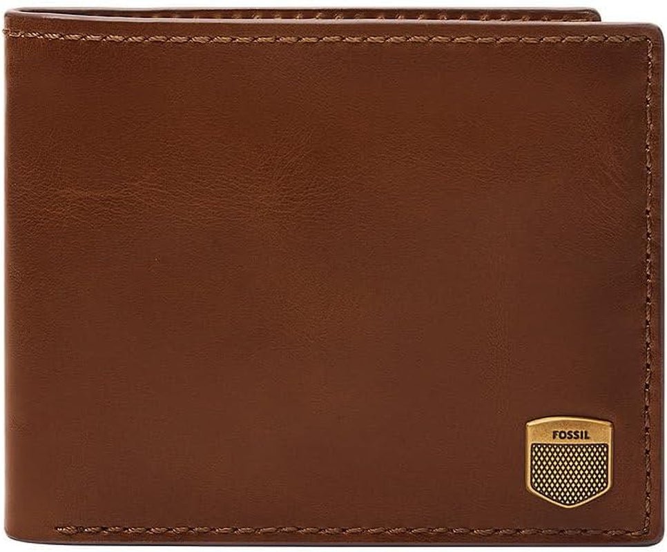 Fossil Męski portfel na karty Hayes Bifold Męski Naty Shop Peanut Brown